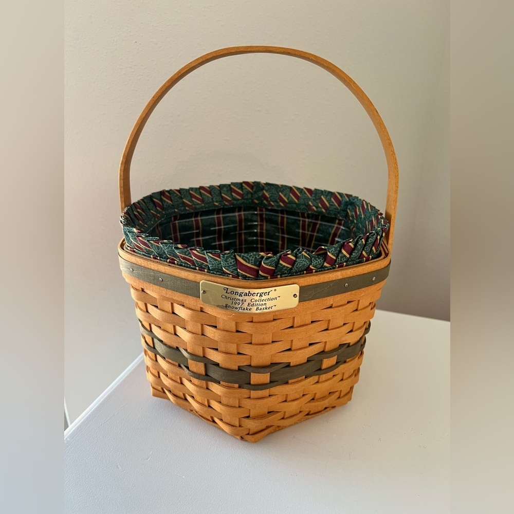 Longaberger Christmas Collection 1997 Edition Snowflake Basket Liner & Protector